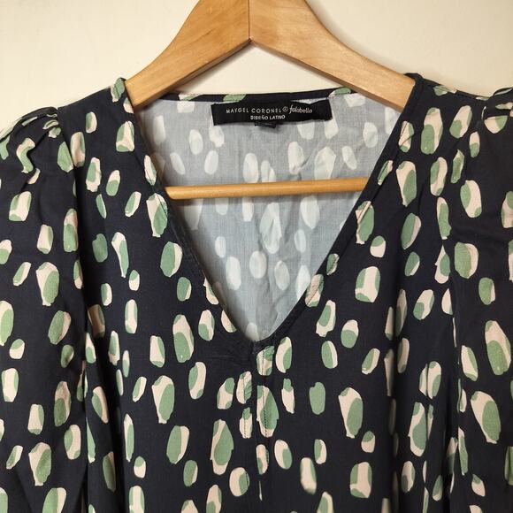 Maygel Coronel x Falabella Puff Sleeve Blouse Top Spotted - Picture 5 of 8